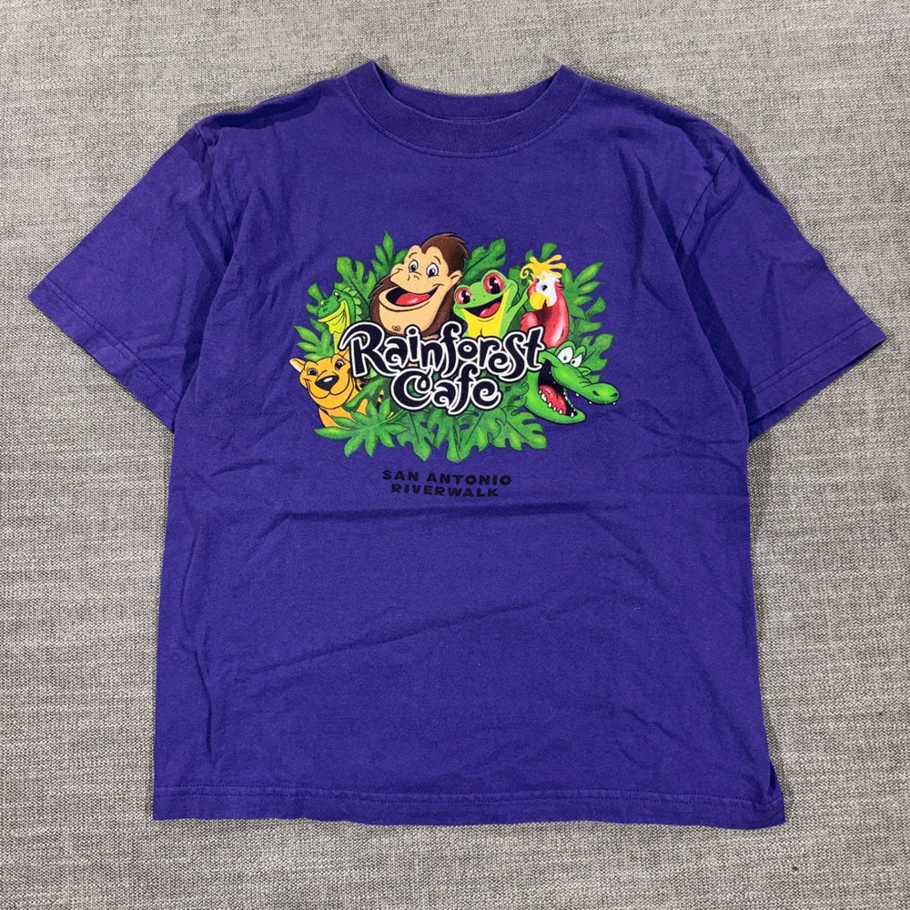Rainforest Cafe T-Shirt Kids XL Purple Excellent San Antonio Riverwalk